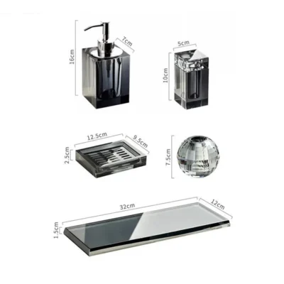 Crystal Glass Bathroom Accessories Set Lotion Bottle Cotton Swab Jar Fragrance Soap Dish Tray Home Supplies - Image 5