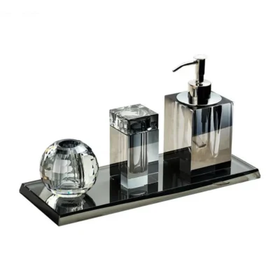 Crystal Glass Bathroom Accessories Set Lotion Bottle Cotton Swab Jar Fragrance Soap Dish Tray Home Supplies - Image 6